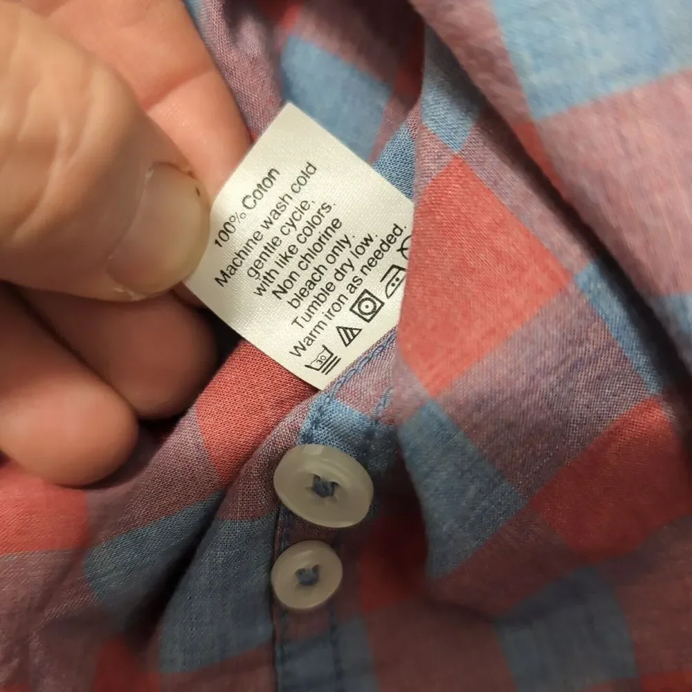 J Crew Shirt Mens L Red Blue Check Slim Button Down Long Sleeve Heatherd Cotton‎